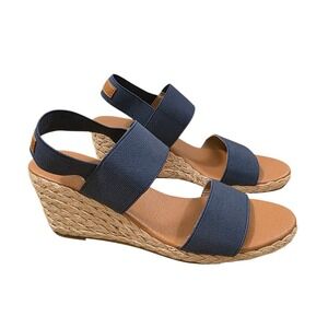 Tommy Bahama Blue Tan Sakura Wedge Espadrille Slingback‎ Sandals Size 8.5M